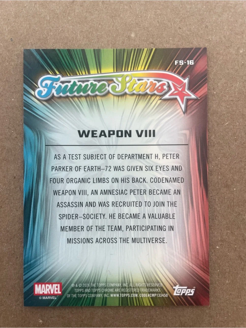 2026 Topps Chrome Marvel Comics Weapon VIII Future Stars Insert #FS-16